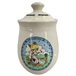 Precious Moments Canister Make A Joyful Noise Girl Goose Ceramic 1992 Enesco 8"